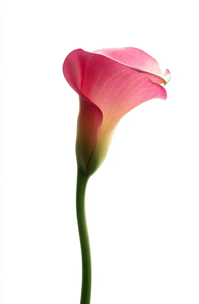 Elegant Pink Calla Lily on White Background