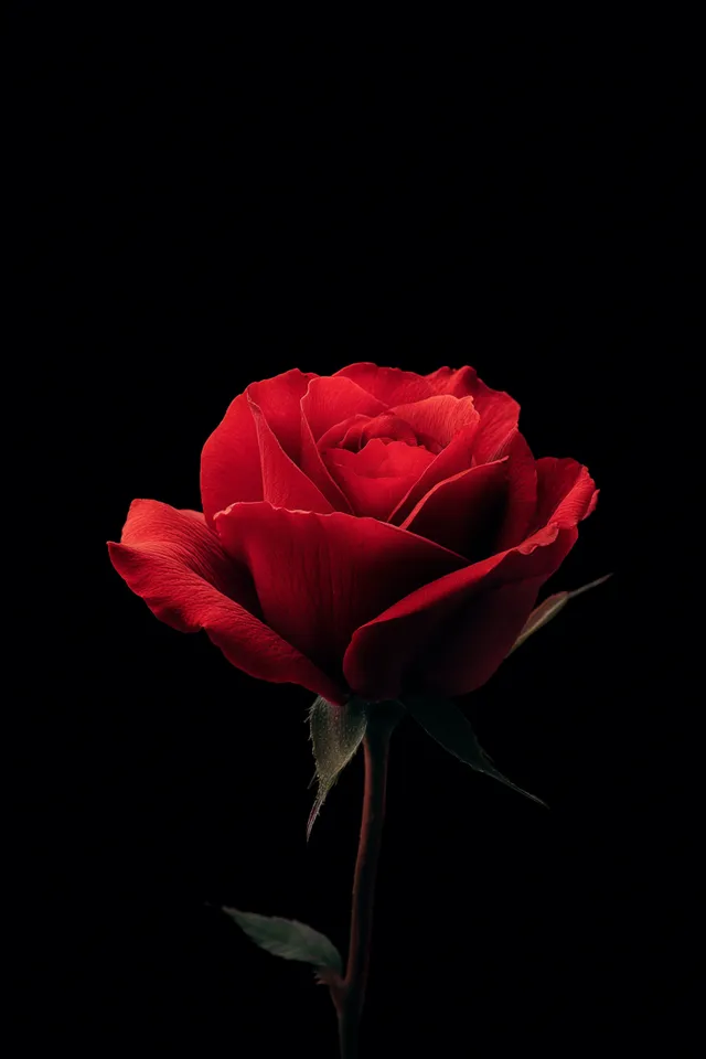 Elegant Red Rose on Black Background