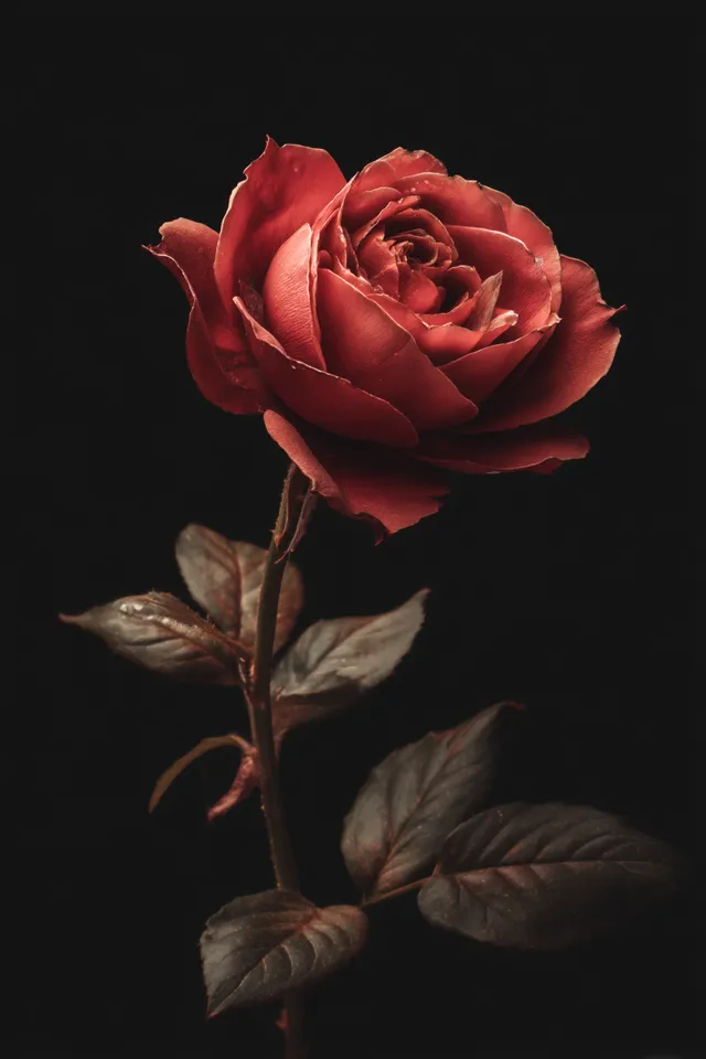 Elegant Red Rose on Black Background