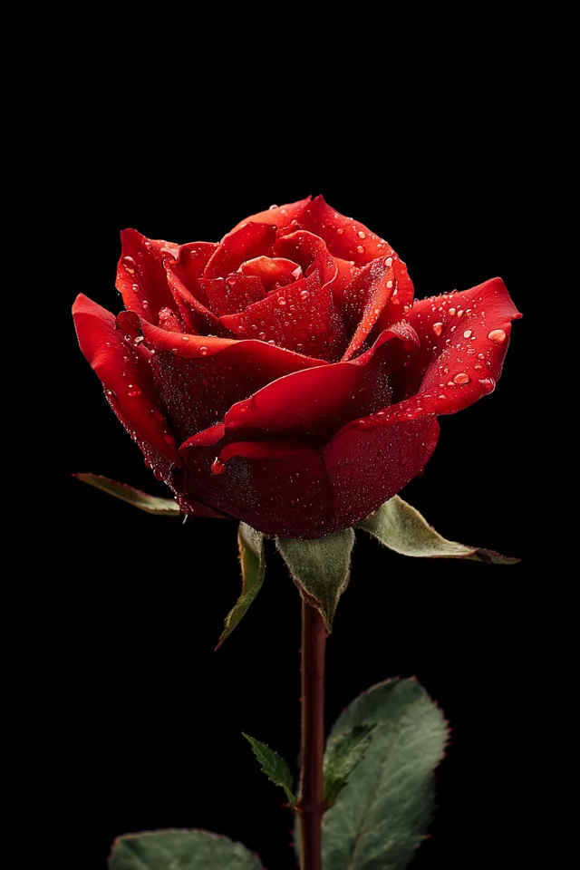 Elegant Red Rose on Black Background