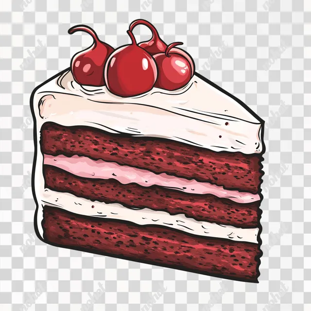 Elegant Red Velvet Cake Vector Illustration