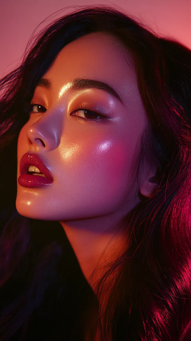 Elegant Rose Gold Waves: A Chic Model's Portrait in Soft Lighting