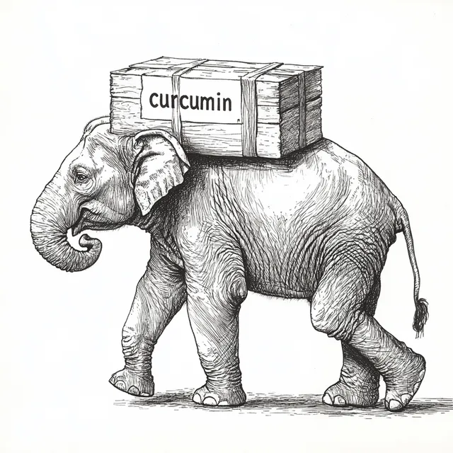 Elephant Carrying Curcumin Package - Line Art