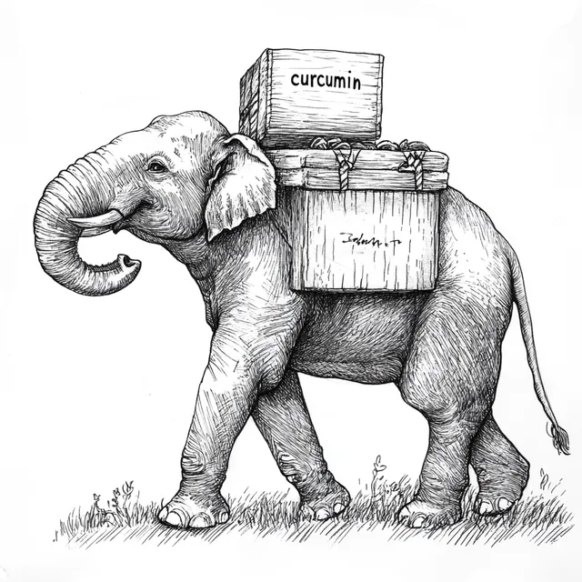 Elephant Carrying Package Goods - Curcumin Line Art