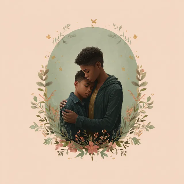 Embracing Love: Black Mother and Son Illustration