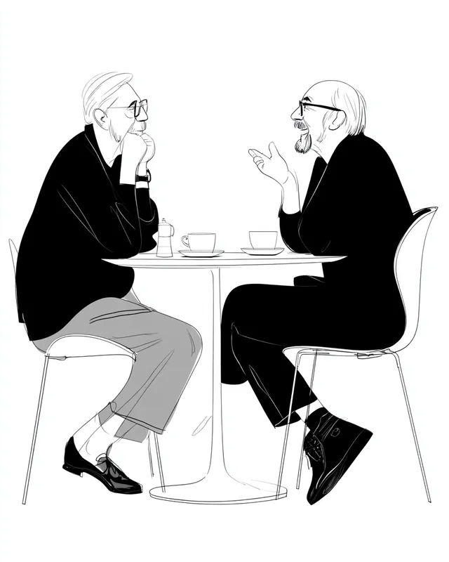 Engaging Conversation Over Coffee Between Two Elderly Men