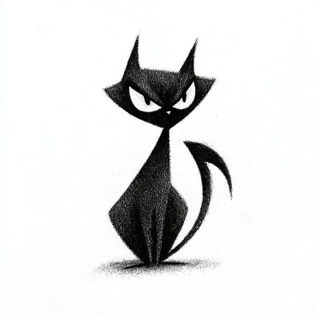 Evil Plotting Cat Silhouette