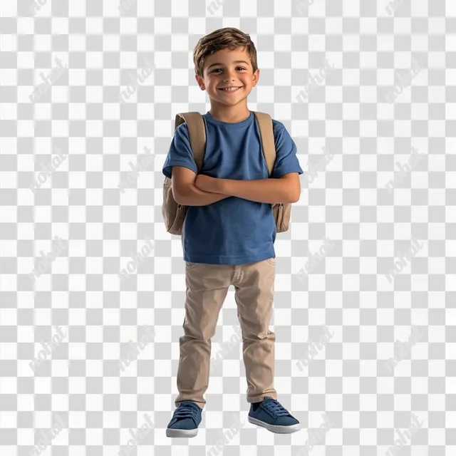 Excited First Day: A Young Boy Ready for School
