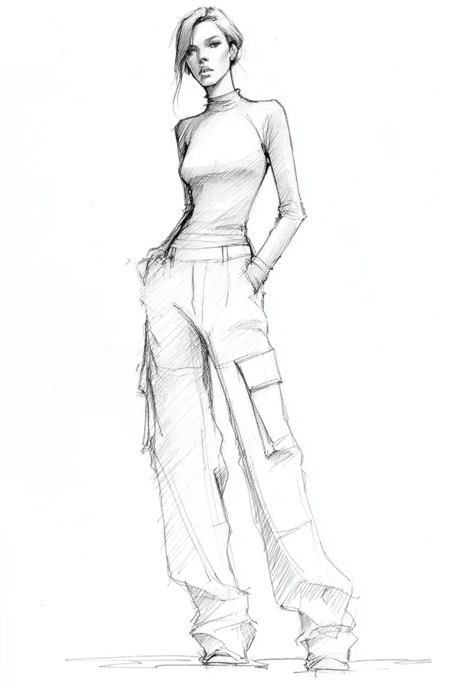 Fashion Design Sketch: Modern Streetwear Style