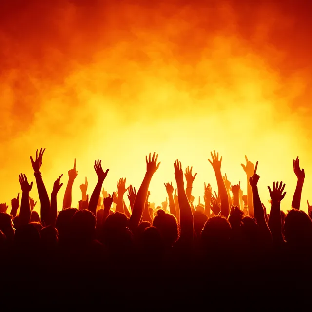 Free: Festival crowd with hands raised, vibrant LED stage visuals, ad ...