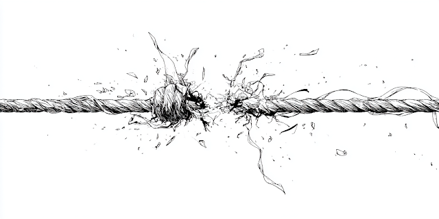 Fraying Tension: A Minimalist Anime-Inspired Rope Illustration