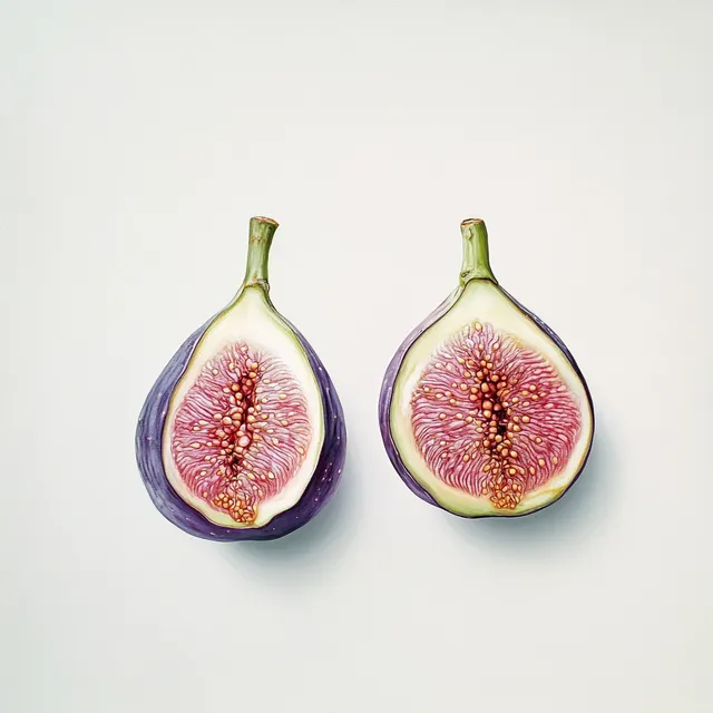 Fresh Figs on White Background: Whole and Half Fig Displayed Together