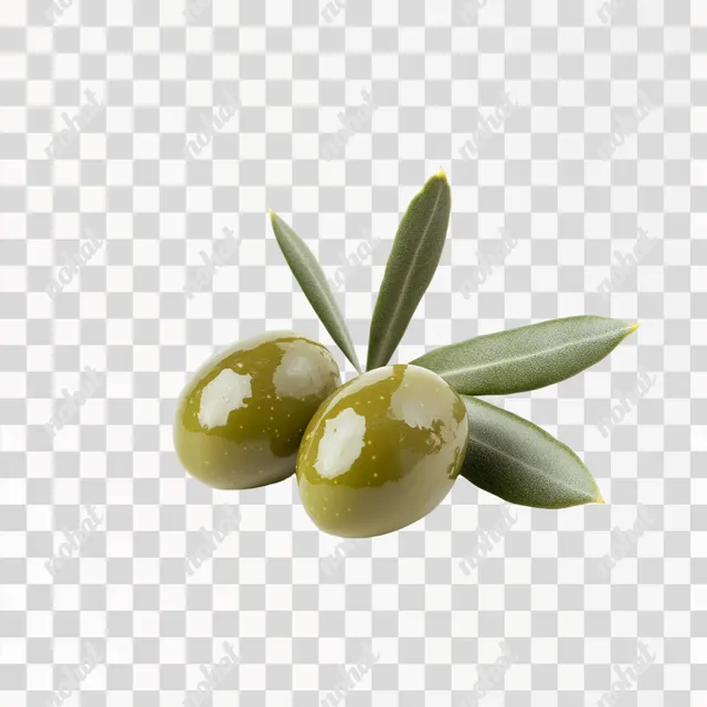 Fresh Green Olives with Leaf on White Surface