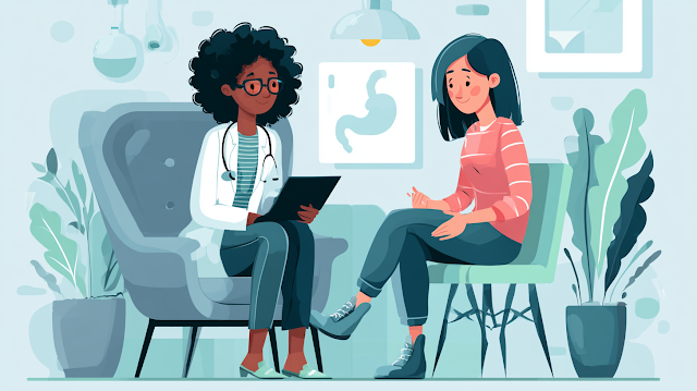 Friendly Doctor-Patient Consultation on Stomach Health in a Modern Clinic