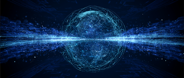Futuristic Abstract Technology Banner with Glowing Holographic Sphere