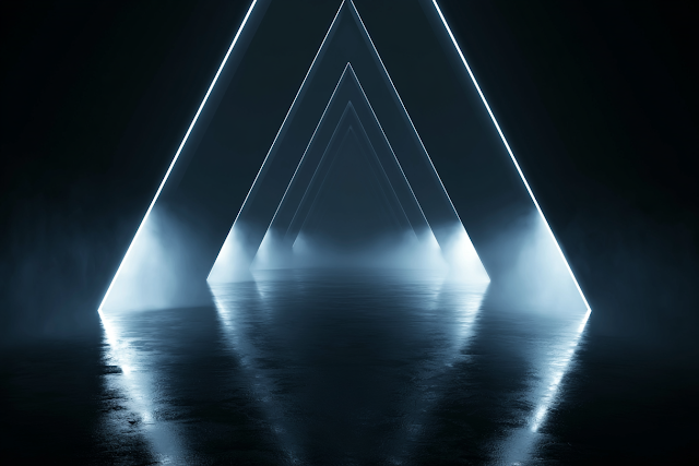 Futuristic Corridor with Reflective Surfaces and LED Lighting