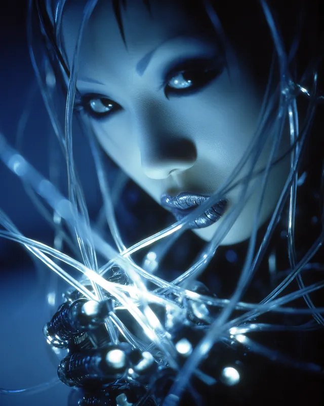 Futuristic Minimalist Fashion Model in Cyber Aesthetics