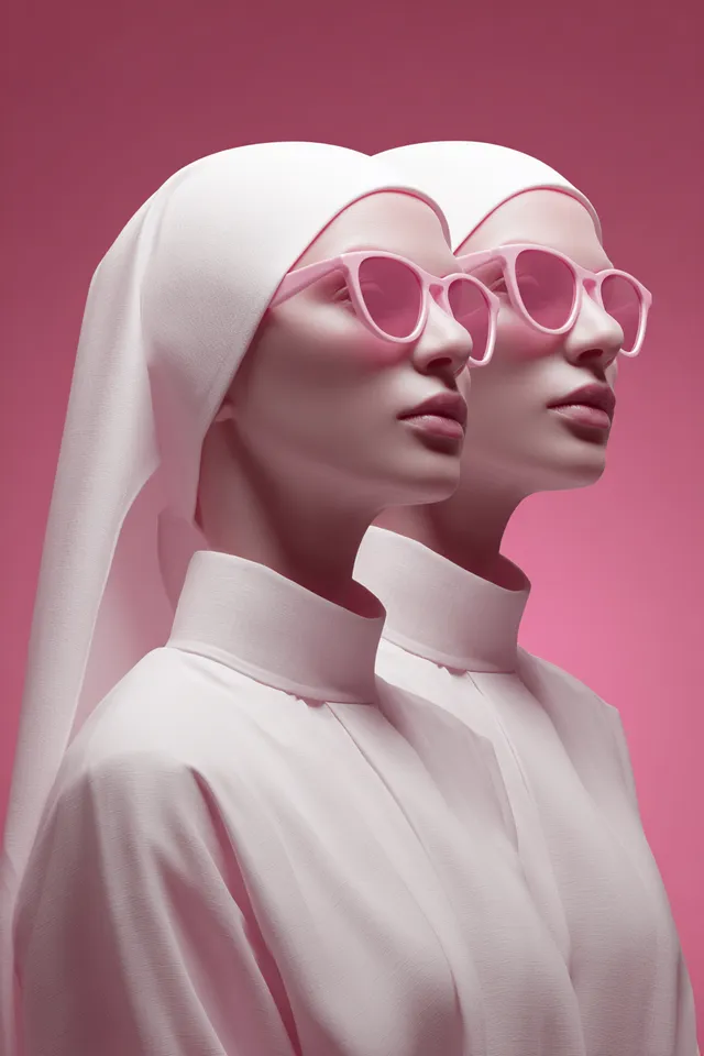 Futuristic Twin Holy Mary Portrait