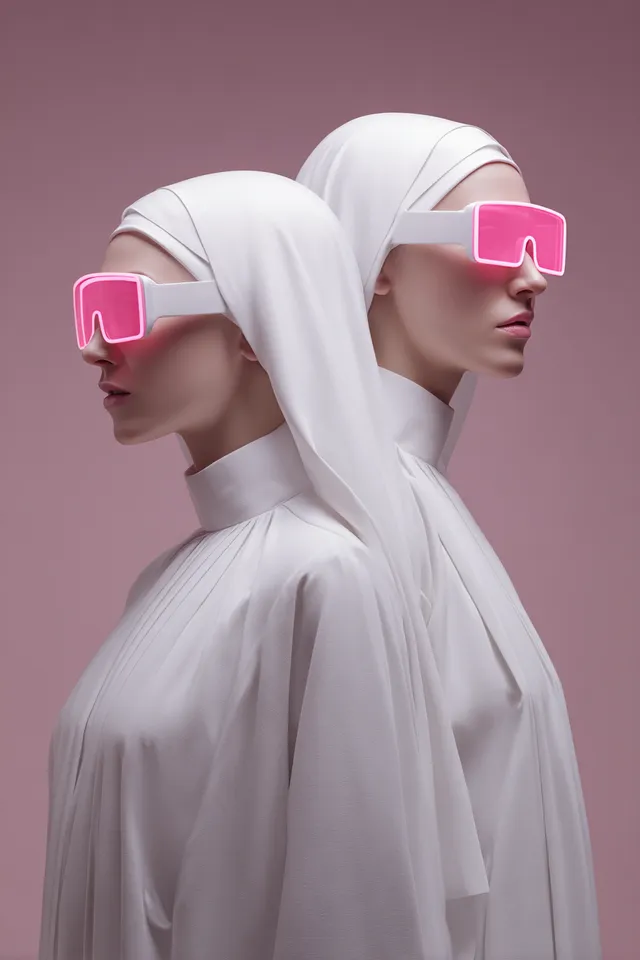 Futuristic Twin Portrait of Holy Mary