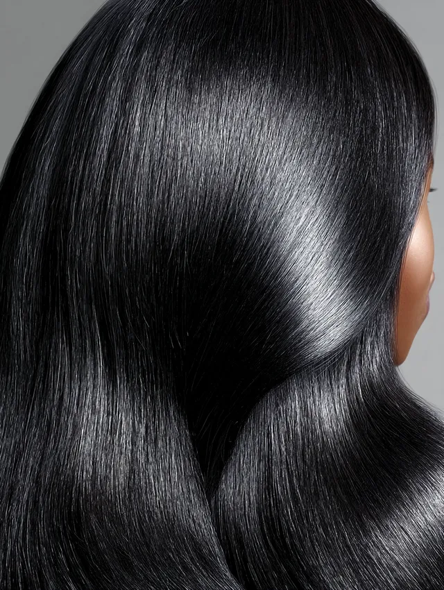 Glossy Long Black Hair Texture
