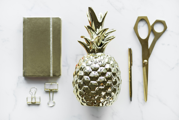 Gold-colored Pineapple, Scissors, Clamp Decors