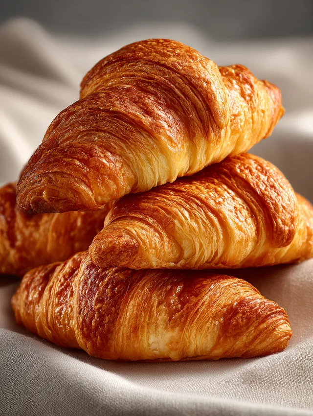 Golden Croissants on Light Background