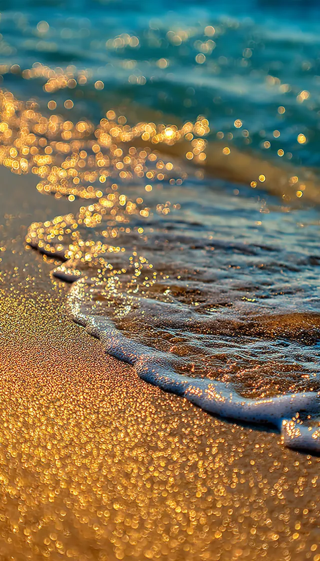 Golden Glittering Ocean Wave