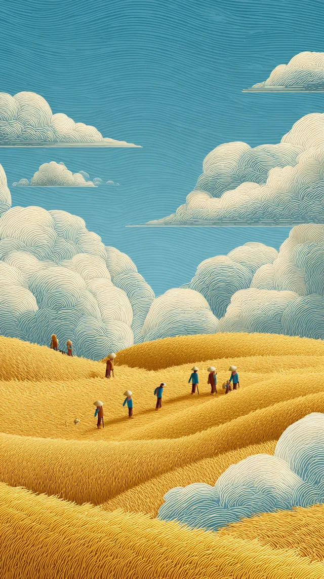 Golden Wheat Harvest Aerial View