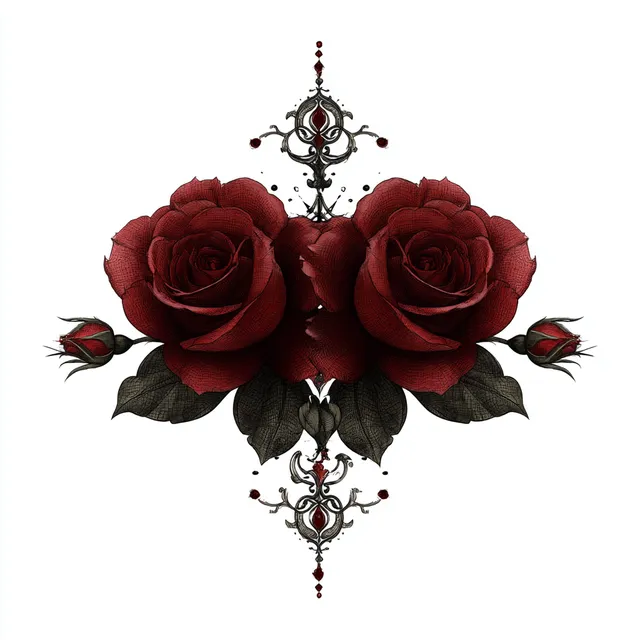 Gothic Roses Clipart on White Background