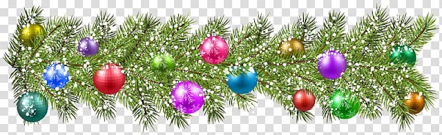 Green and multicolored Christmas decor, Christmas ornament , Christmas Pine Branches and Christmas Balls transparent background PNG clipart