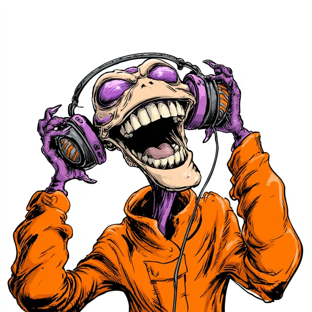 Free: Grinning Alien in Headphones - nohat.cc
