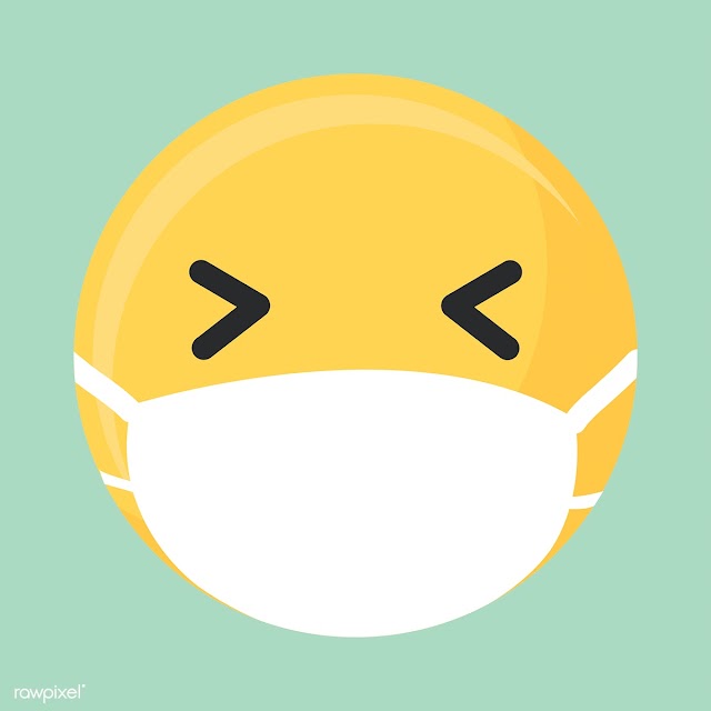 Free: Happy emoji wearing a face mask during coronavirus pandemic ...