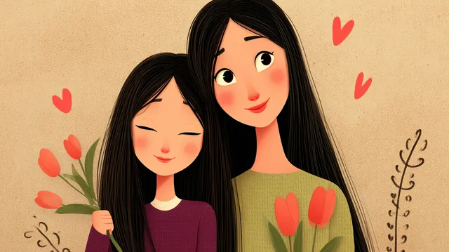 Heartwarming Mother-Daughter Embrace on Mother's Day