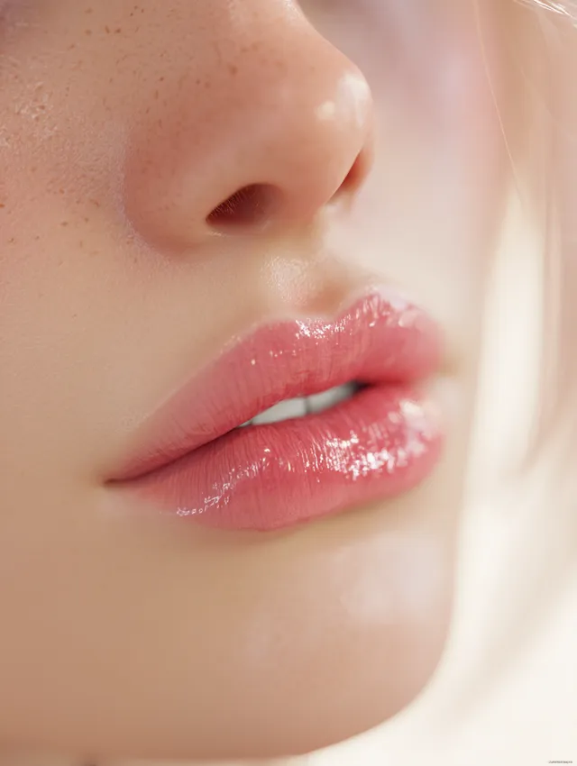 Hyperrealistic Close-Up of Woman's Lips
