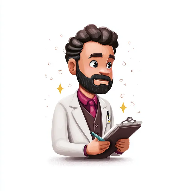 Illustration of a Doctor Taking Notes in Alegria Style