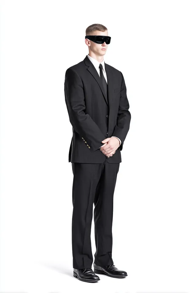 Isolated Secret Service Agent in Suit
