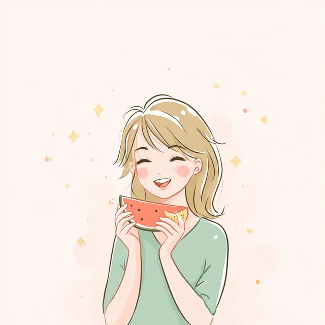 Joyful Girl Enjoying Melon