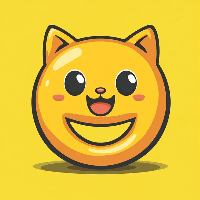 Joyful Round Animal Character in Minimalistic Style