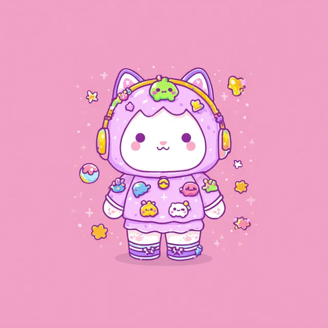 Kawaii Cat in Adorable Gear