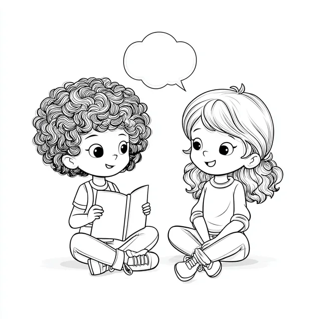Kids Coloring Book Illustration - Speech Bubble