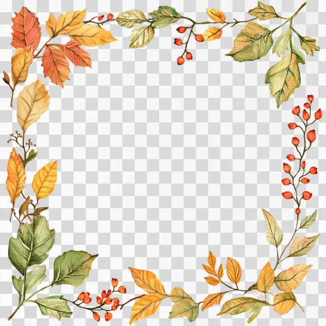 laurels and leaves representing Fall or Autumn, in a square