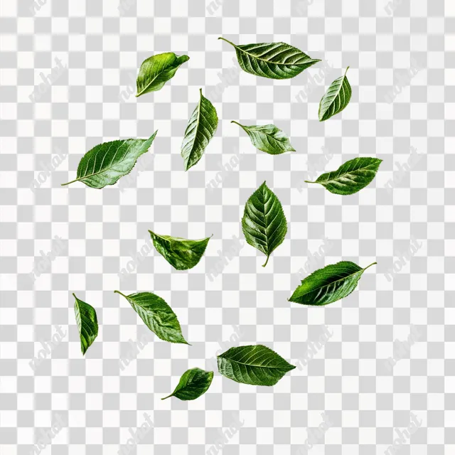 Levitating Green Leaves in a Studio Setting
