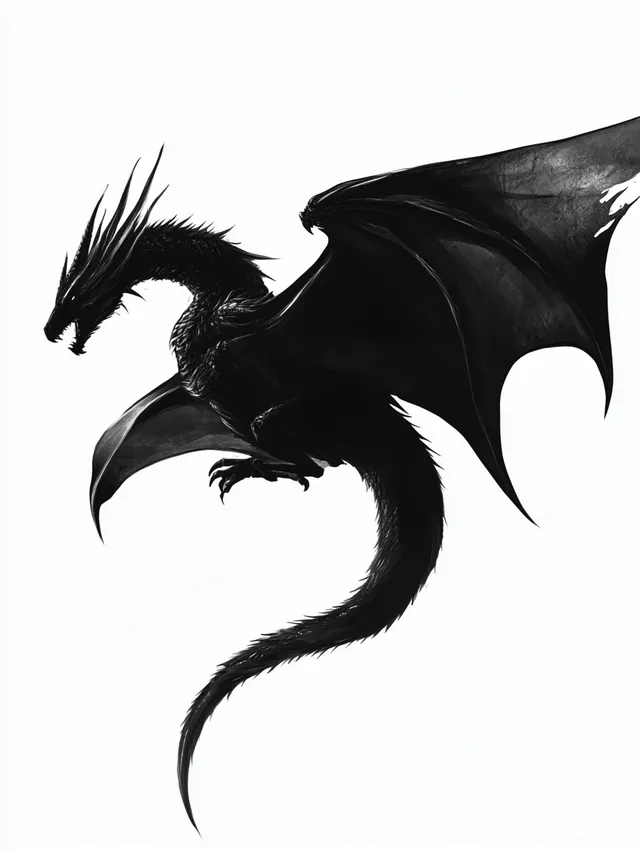 Majestic Dragon Silhouette in Flight