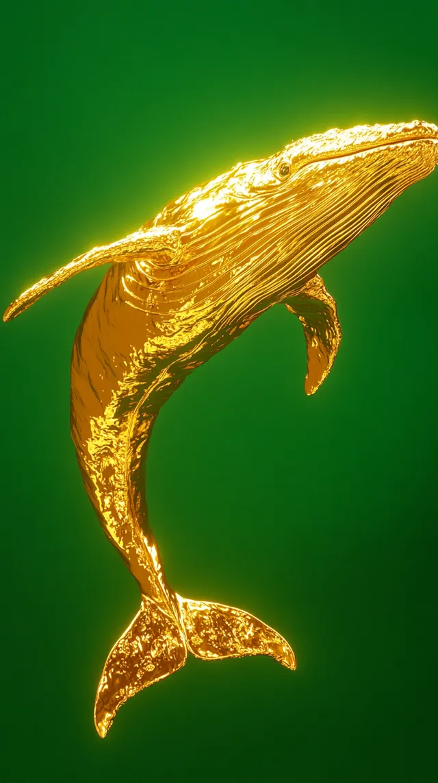 Majestic Golden Whale: A Surreal Vision of Luxury and Grace