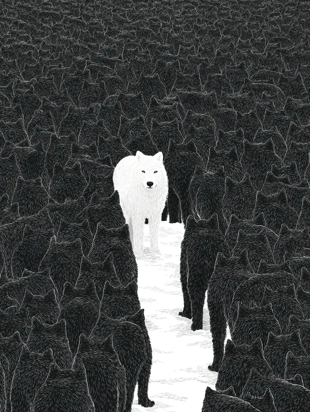 Majestic Wolf Pack Overhead View