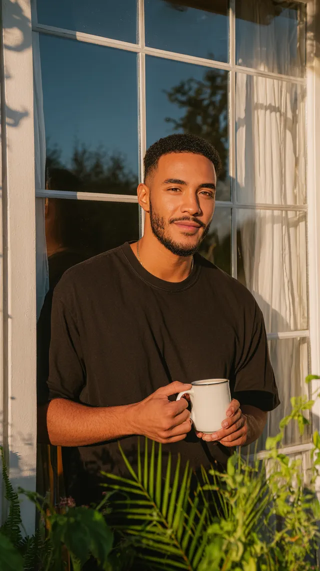 Man Holding Coffee in Natural Light