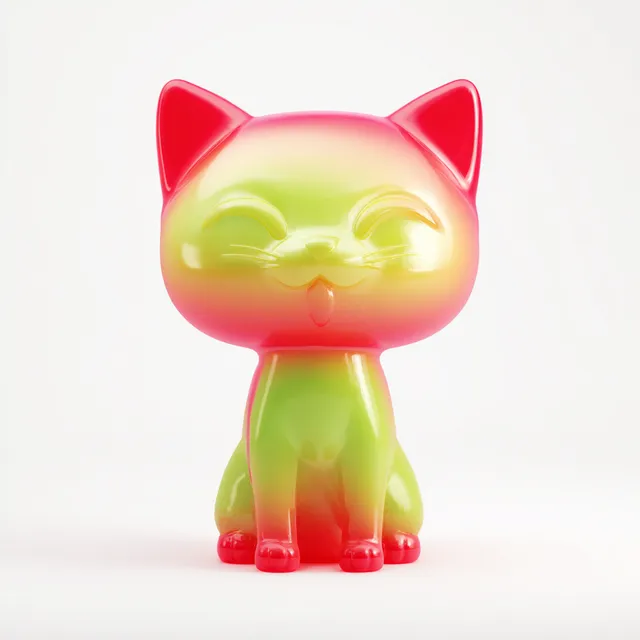 Mango Skin-Inspired Playful Cat Figure