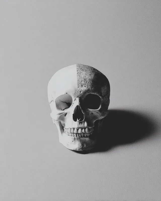 Marble Textured Skull - Graphite Drawing Art