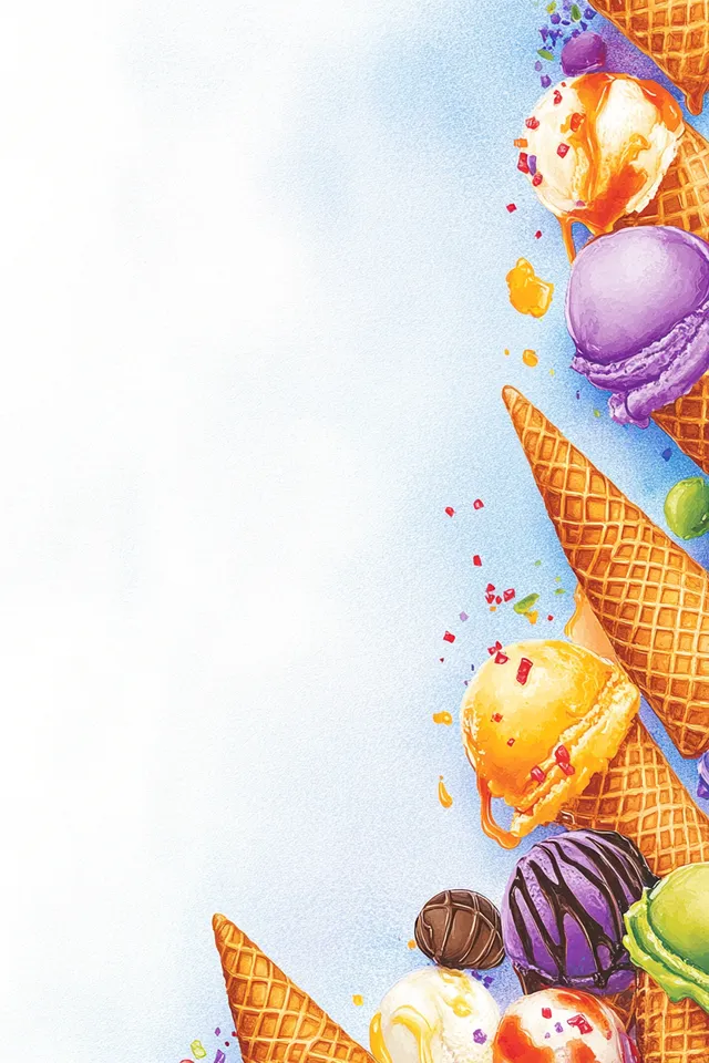 Free: Melting Dreams: A Pastel Summer Illustration of Ice Cream Cones