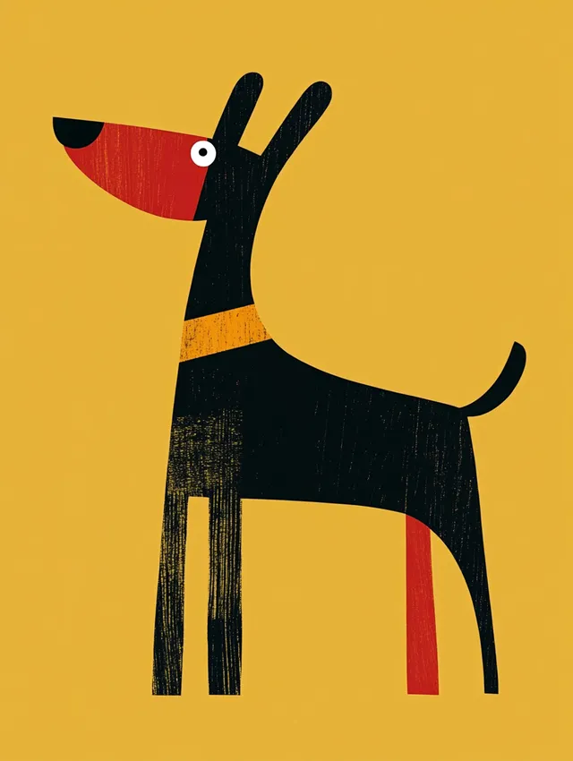Minimal Abstract Bohemian Dog Illustration